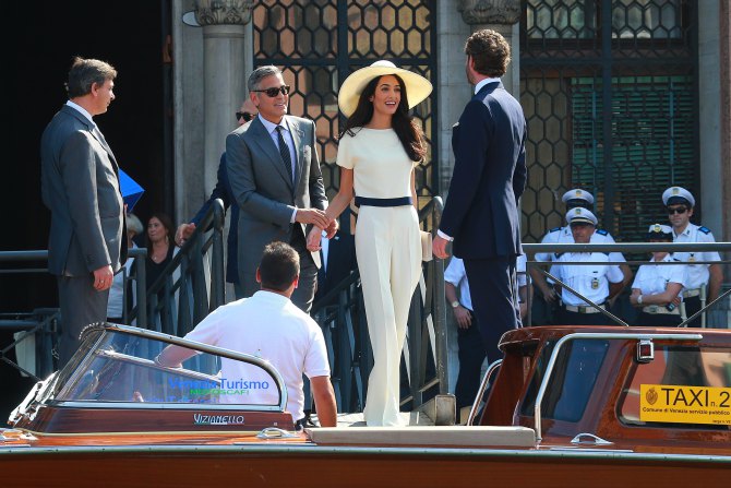 George Clooney and Amal Alamuddin after the Civil Wedding